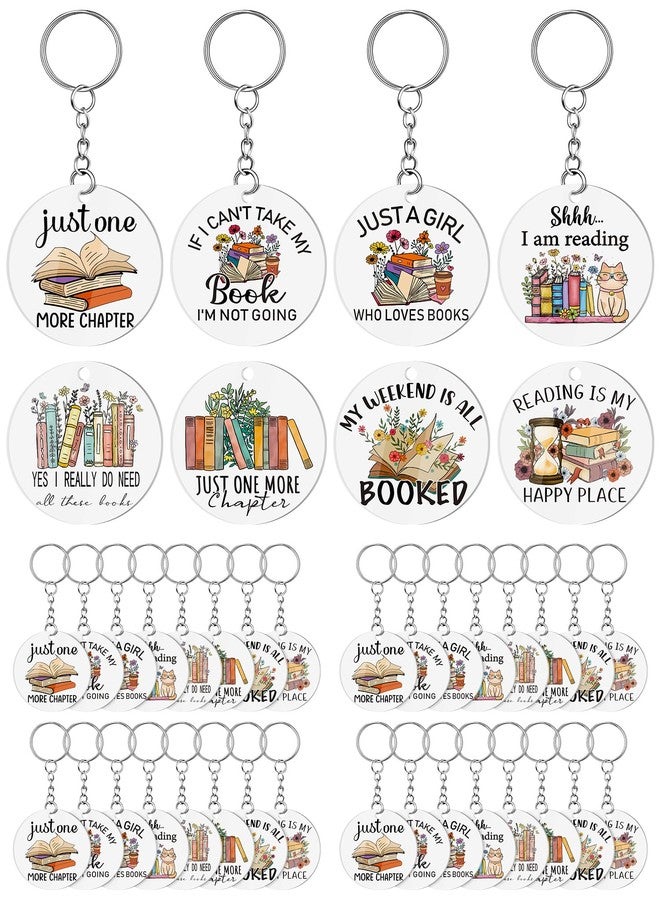 DoubleFill 24 Pcs Christmas Book Lover Gifts Book Club Acrylic Keychains for Books Lovers Librarian Bookish Group Club Gifts(Floral) - Image 1